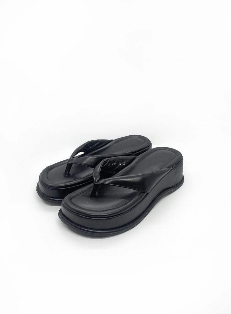 basic chunky flip-flops (black) - 베이직 청키 쪼리